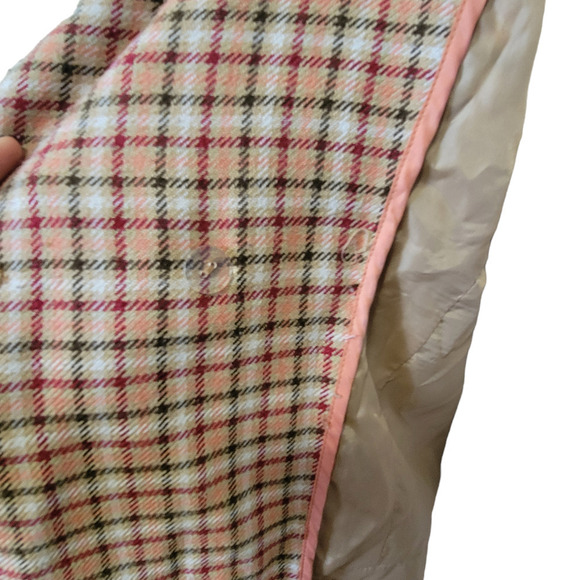 Nicole by Nicole Miller Plaid Checkered Button Front Tie Waist Peakcoat Jacket - Picture 6 of 15